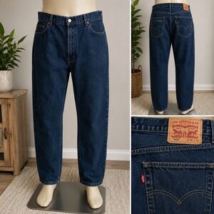 Levis 550 Relaxed Fit Tapered Leg Jeans Mens 46x30 Dark Wash Blue 01550-4886